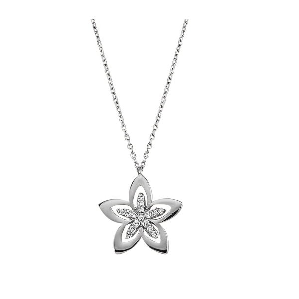 Colier argint 925 rodiat cu floare si zirconii albe - Be Nature CTU0057 [1]